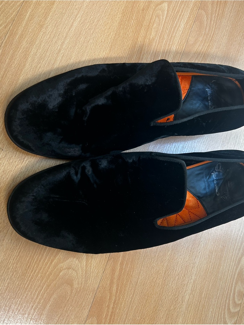 Santoni Black Velvet Men's Slip-On Dress Loafers made in Italy 10 Hollywood film - Picture 5 of 12
